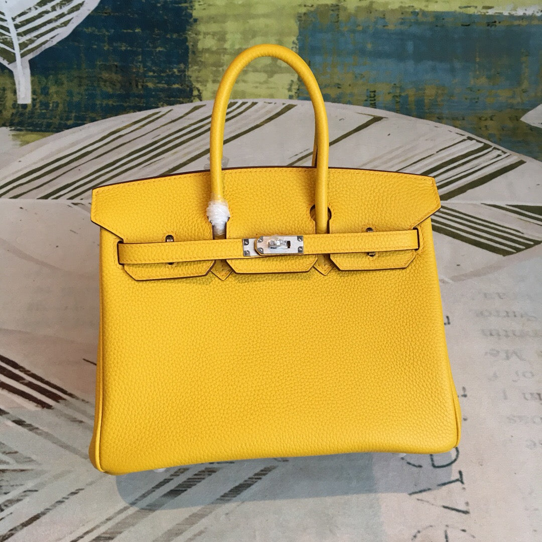 GLAMI Birkin Yellow For Women Silver Toned Hardware 9.8in/25cm