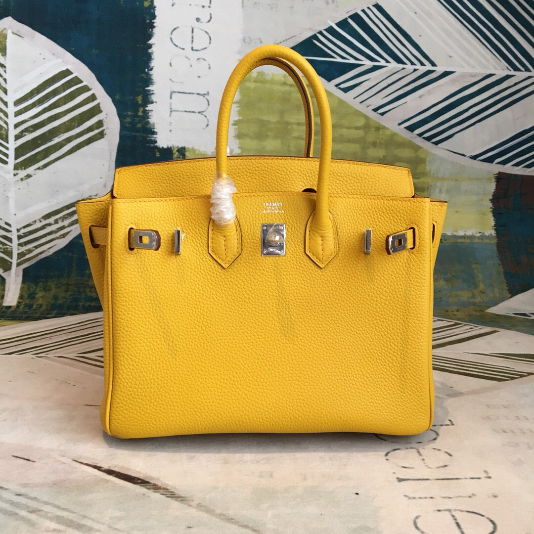 GLAMI Birkin Yellow For Women Silver Toned Hardware 9.8in/25cm