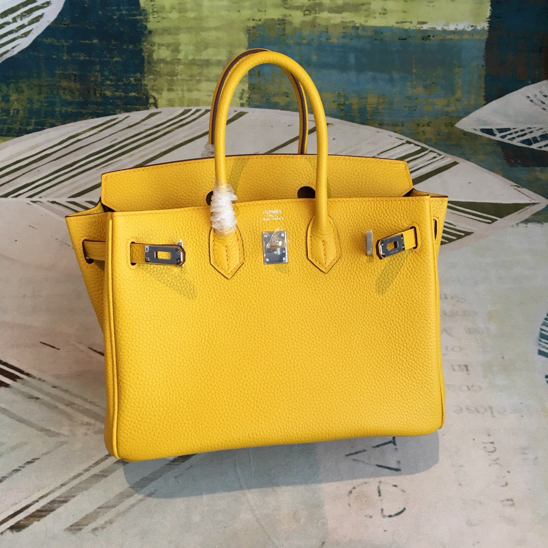 GLAMI Birkin Yellow For Women Silver Toned Hardware 9.8in/25cm