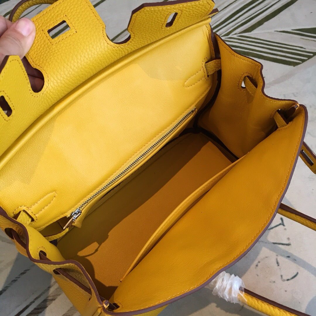 GLAMI Birkin Yellow For Women Silver Toned Hardware 9.8in/25cm