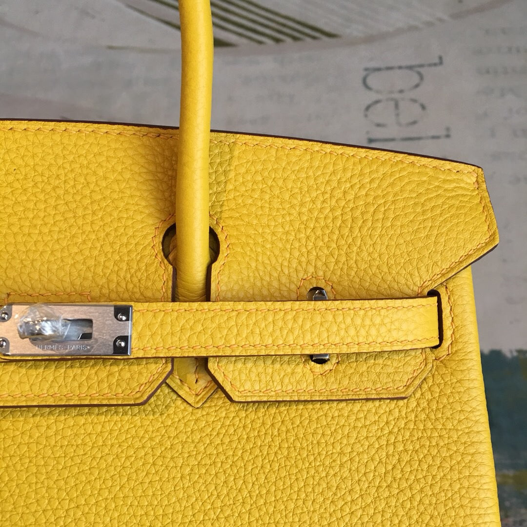 GLAMI Birkin Yellow For Women Silver Toned Hardware 9.8in/25cm