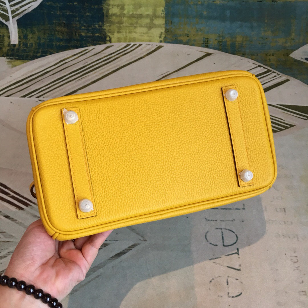 GLAMI Birkin Yellow For Women Silver Toned Hardware 9.8in/25cm