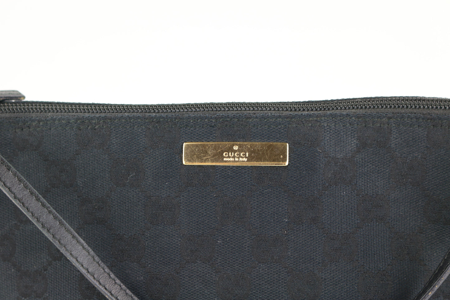 Black GG Nylon Wristlet