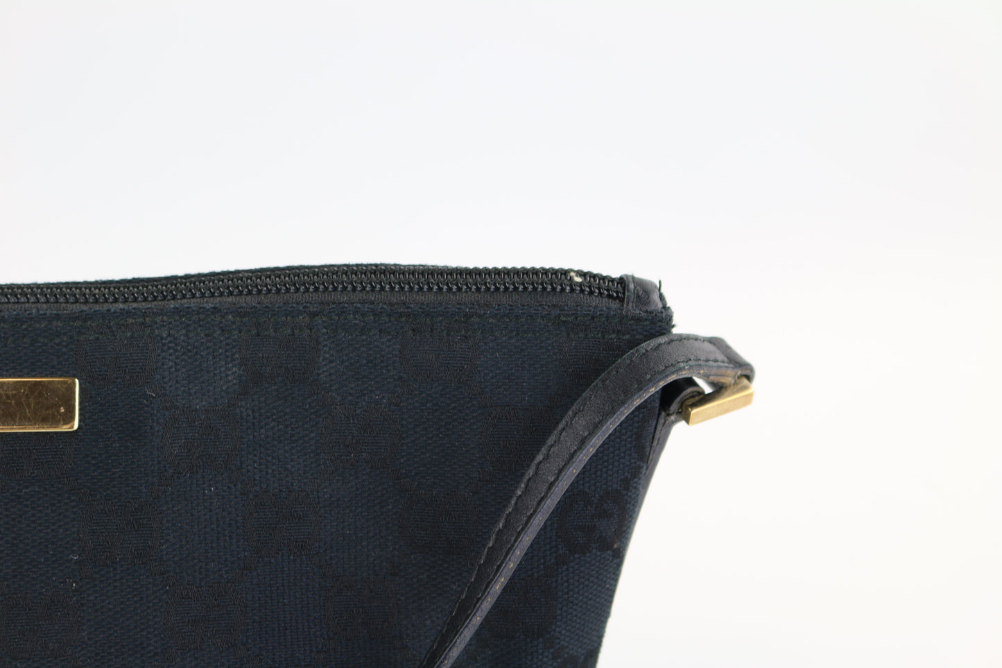 Black GG Nylon Wristlet