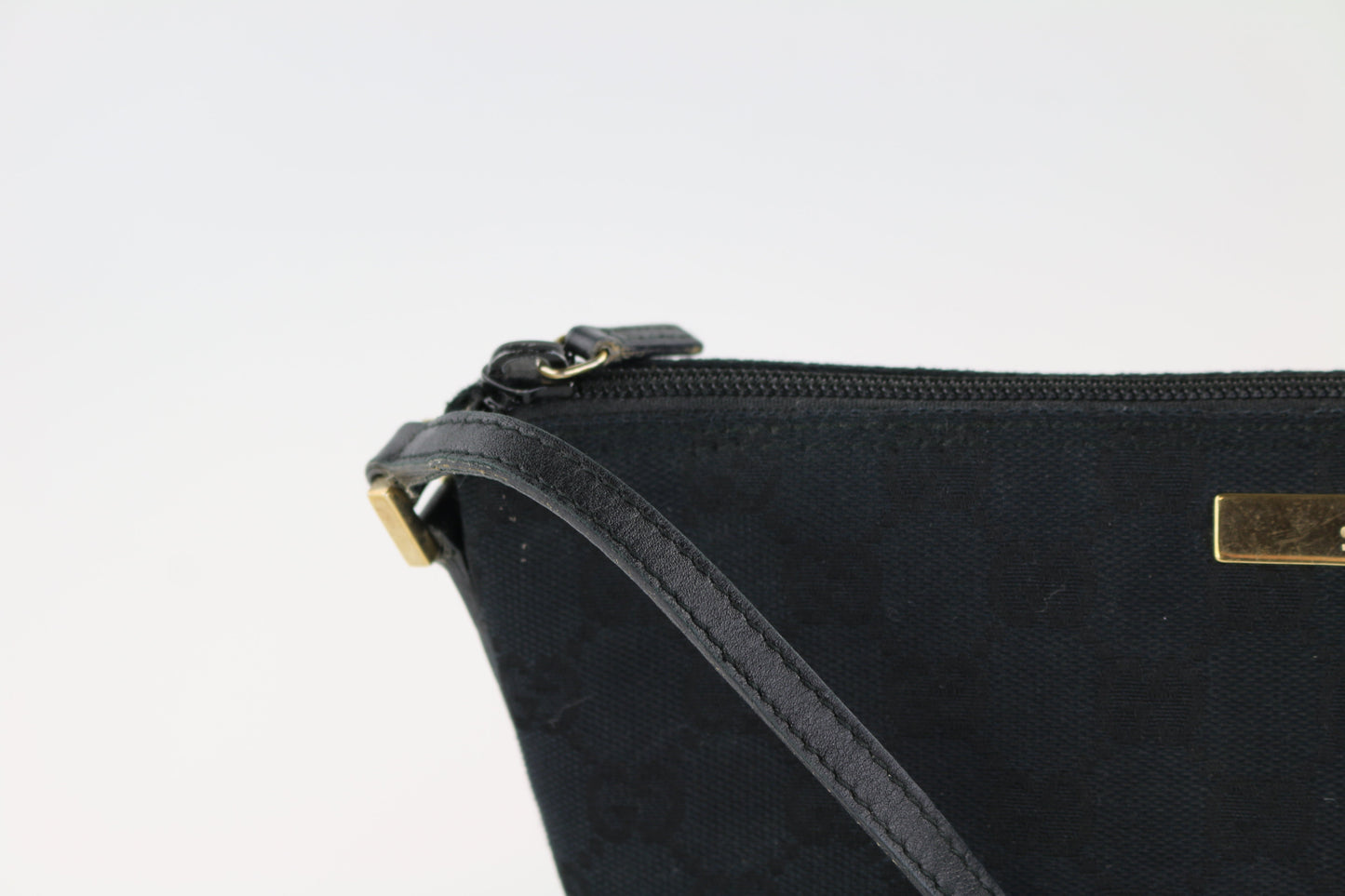 Black GG Nylon Wristlet