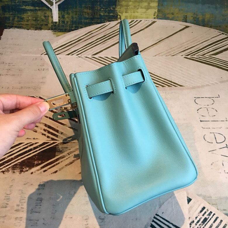 GLAMI Birkin Light Blue For Women Gold Toned Hardware 9.8in/25cm