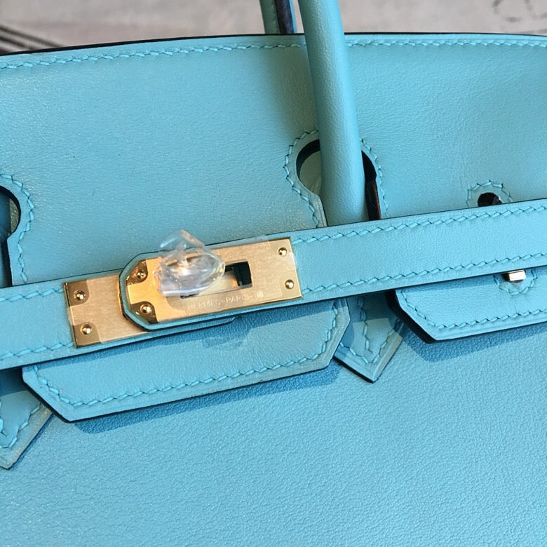 GLAMI Birkin Light Blue For Women Gold Toned Hardware 9.8in/25cm