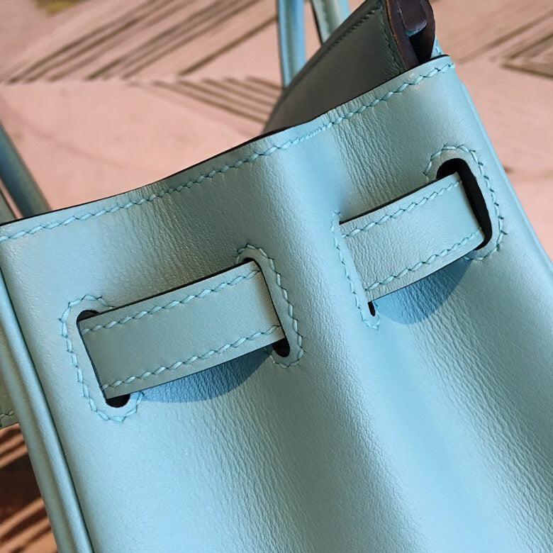 GLAMI Birkin Light Blue For Women Gold Toned Hardware 9.8in/25cm