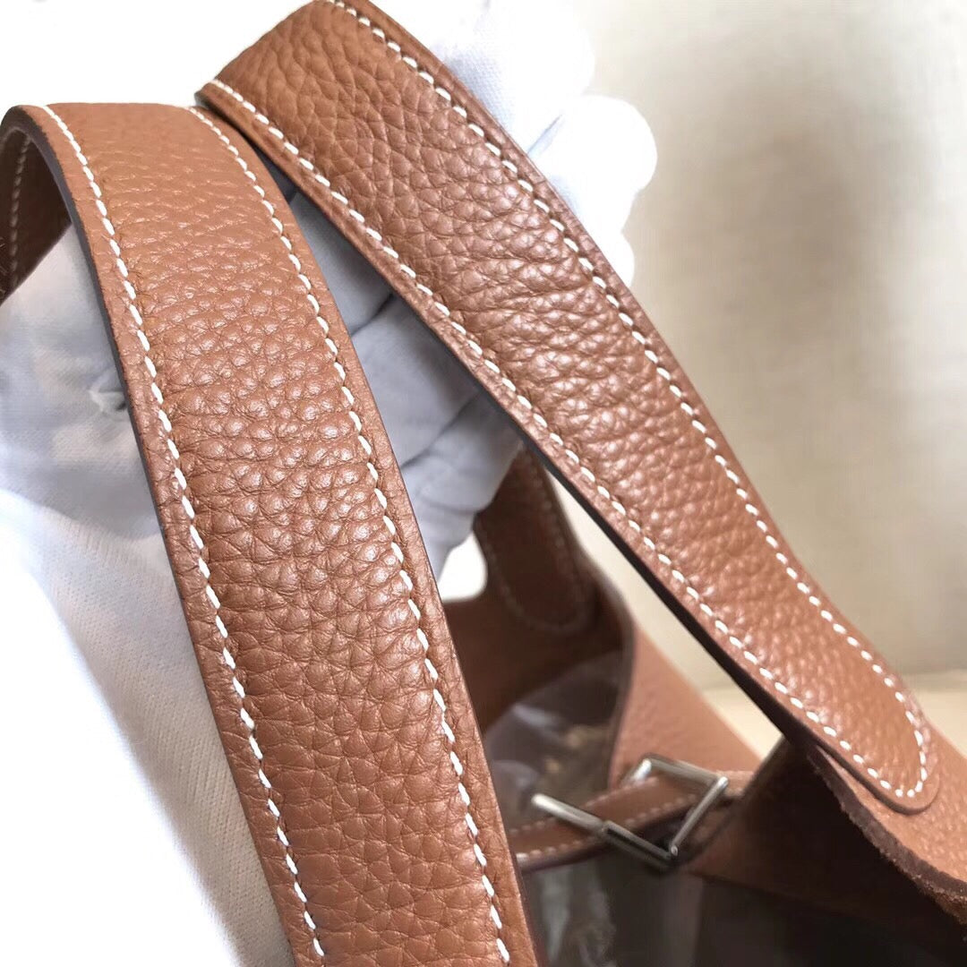 GLAMI Picotin Lock Brown For Women Silver Toned Hardware 7.1in/18cm