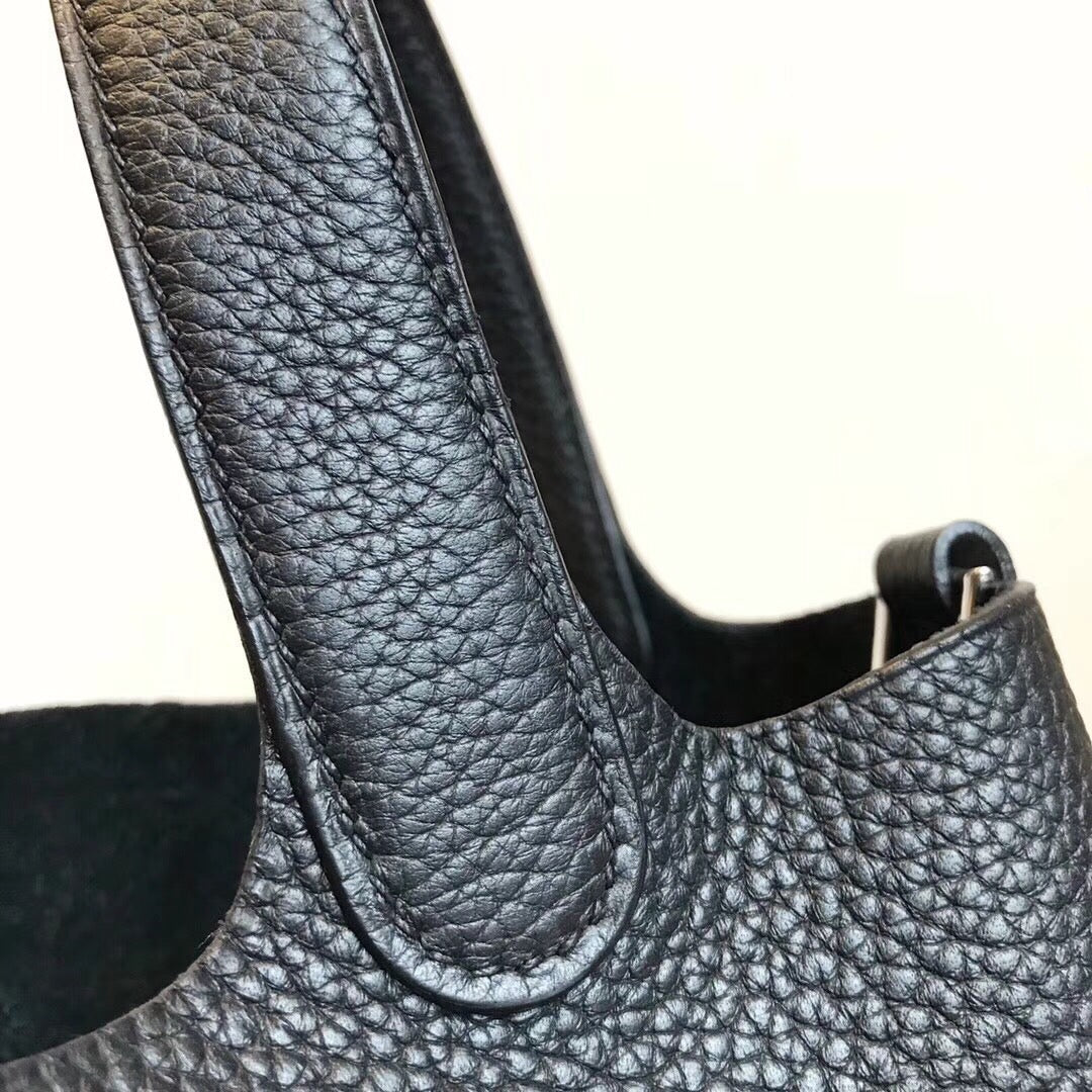 GLAMI Picotin Lock Black For Women Silver Toned Hardwade 9in/23cm