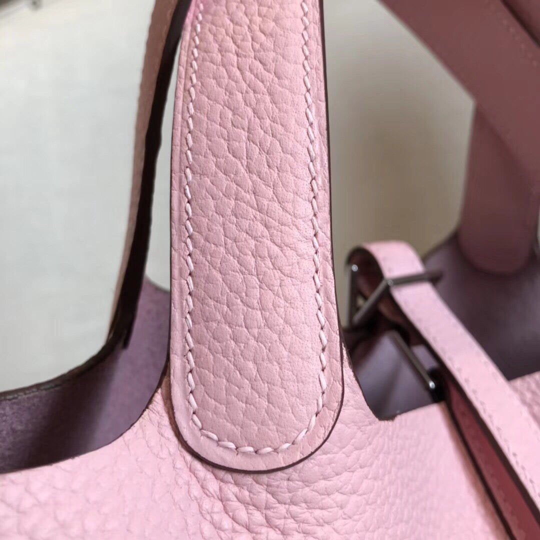 GLAMI Picotin Lock Pink For Women Silver Toned Hardwade 9in/23cm
