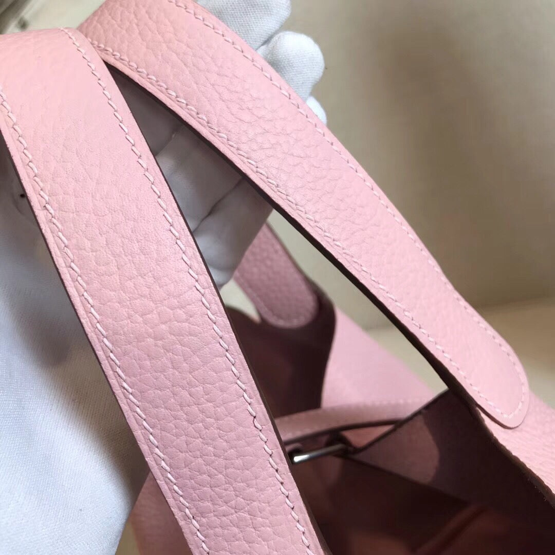 GLAMI Picotin Lock Pink For Women Silver Toned Hardwade 9in/23cm