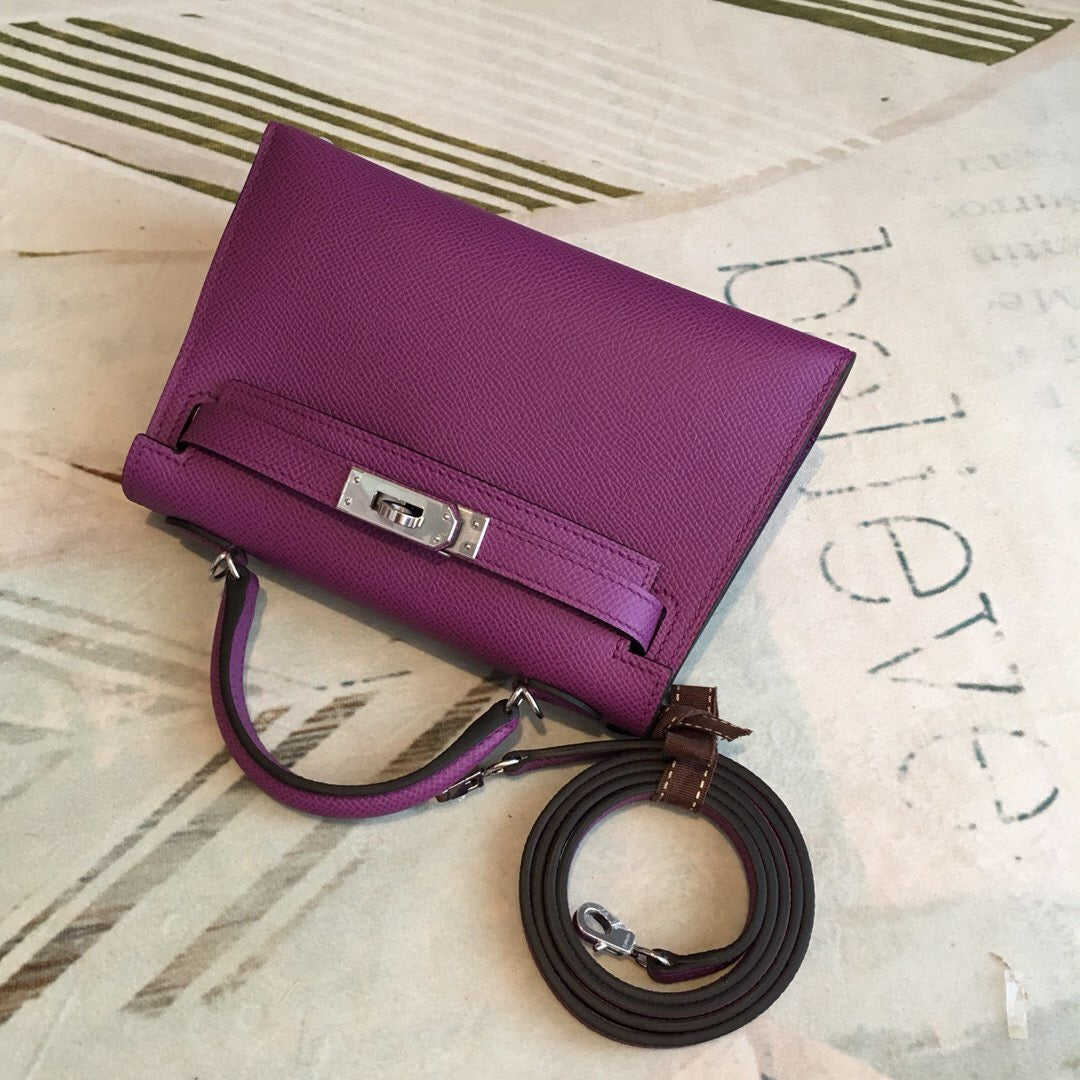 GLAMI Mini Kelly Violet For Women Silver Toned Hardware 7.5in/19cm