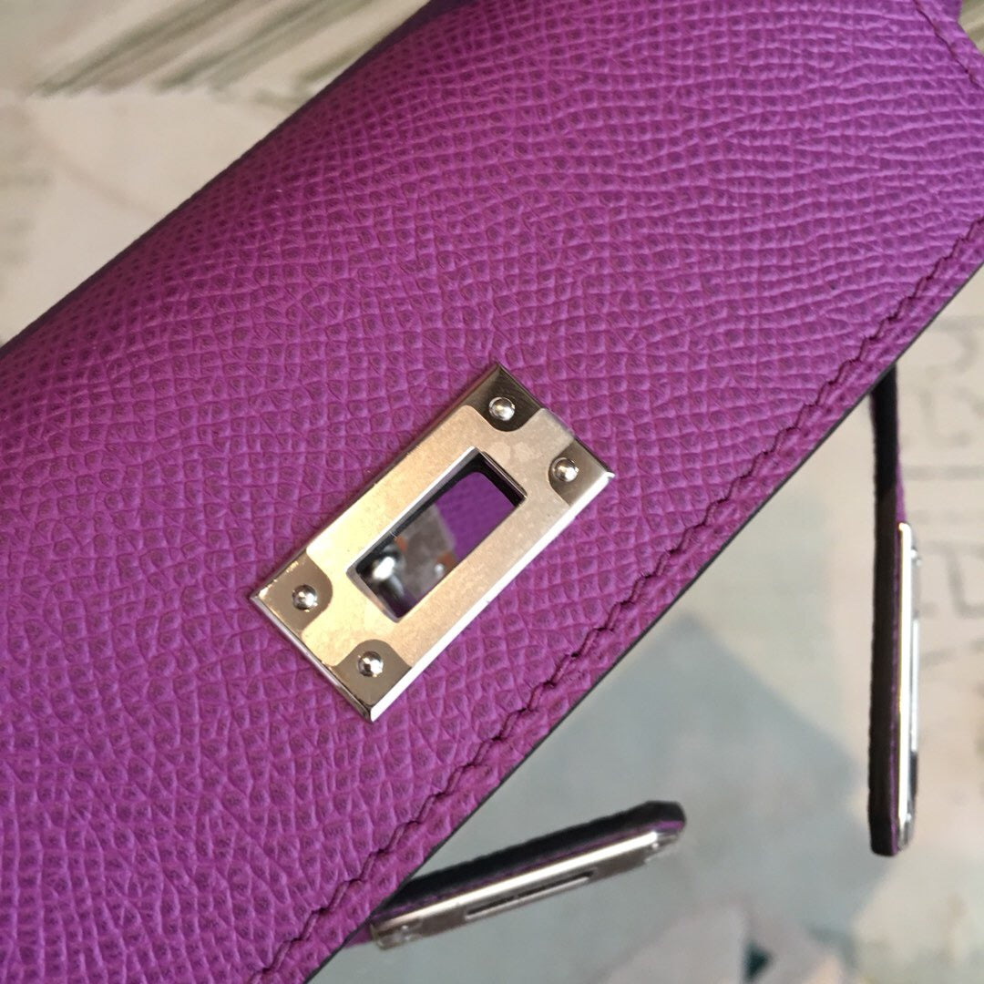 GLAMI Mini Kelly Violet For Women Silver Toned Hardware 7.5in/19cm