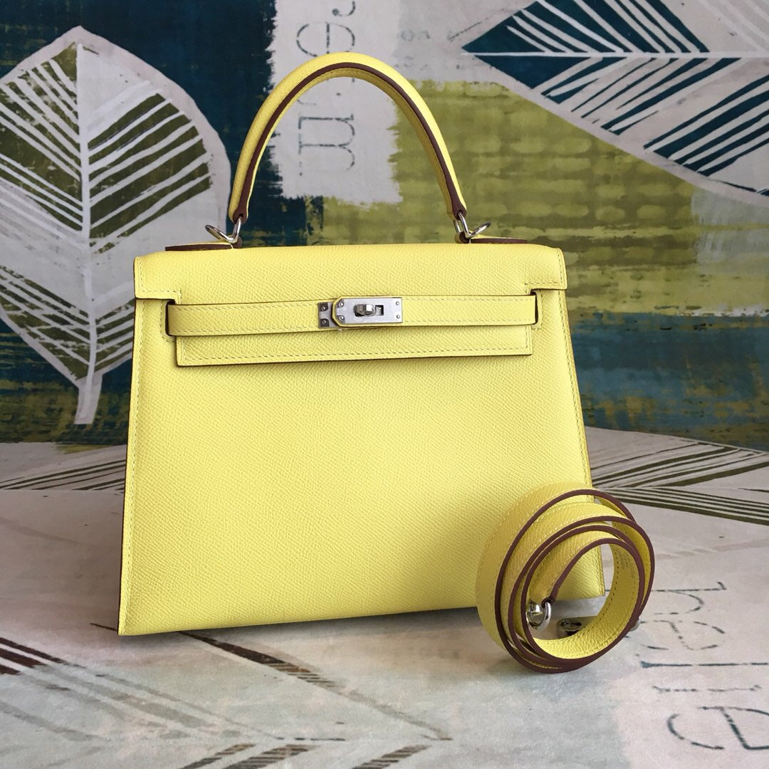GLAMI Kelly Light Yellow For Women Silver Toned Hardware 10in/25cm