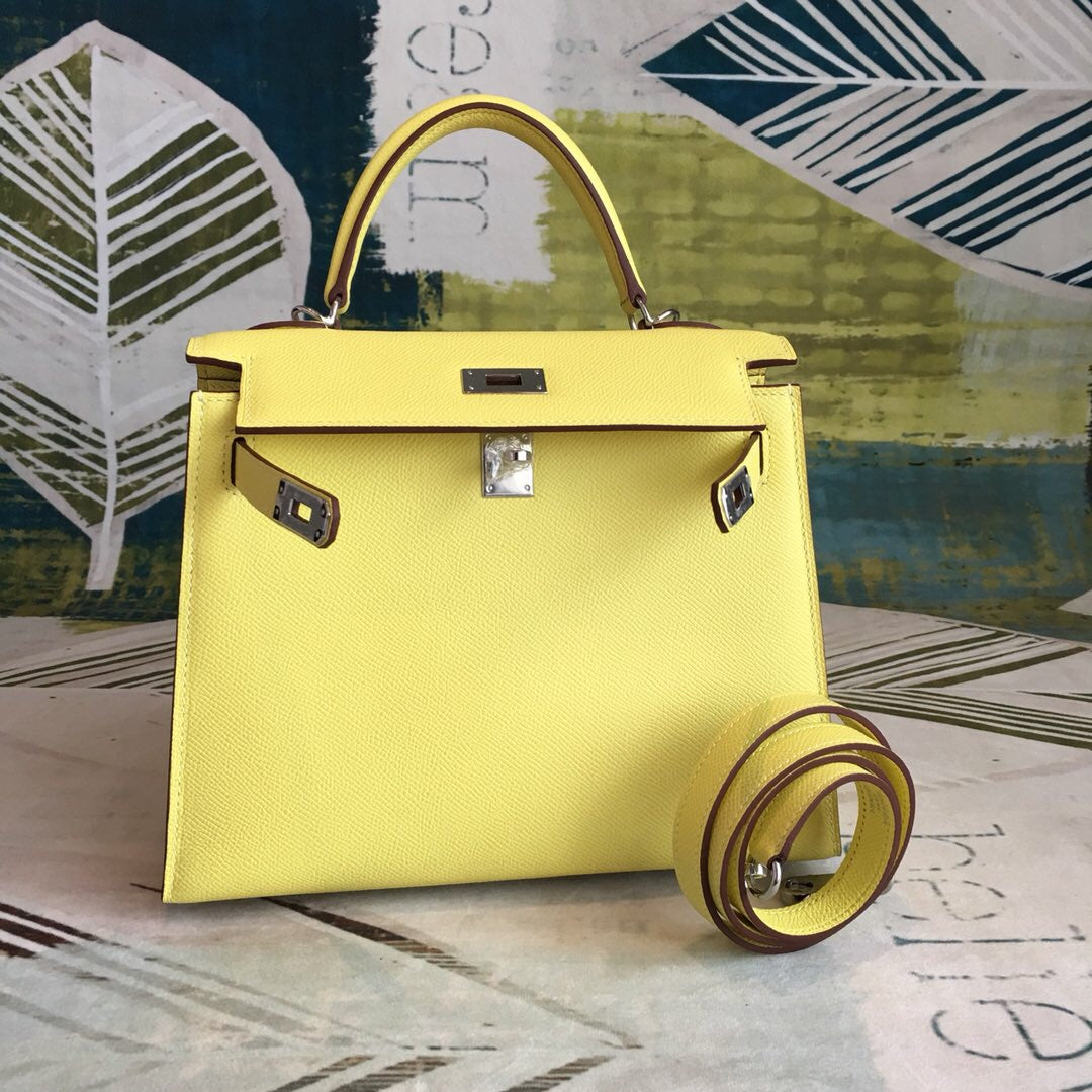 GLAMI Kelly Light Yellow For Women Silver Toned Hardware 10in/25cm