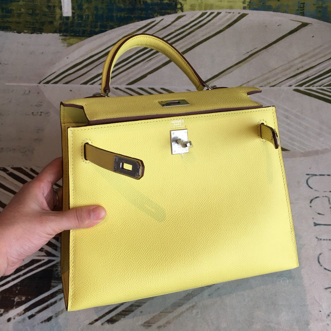 GLAMI Kelly Light Yellow For Women Silver Toned Hardware 10in/25cm