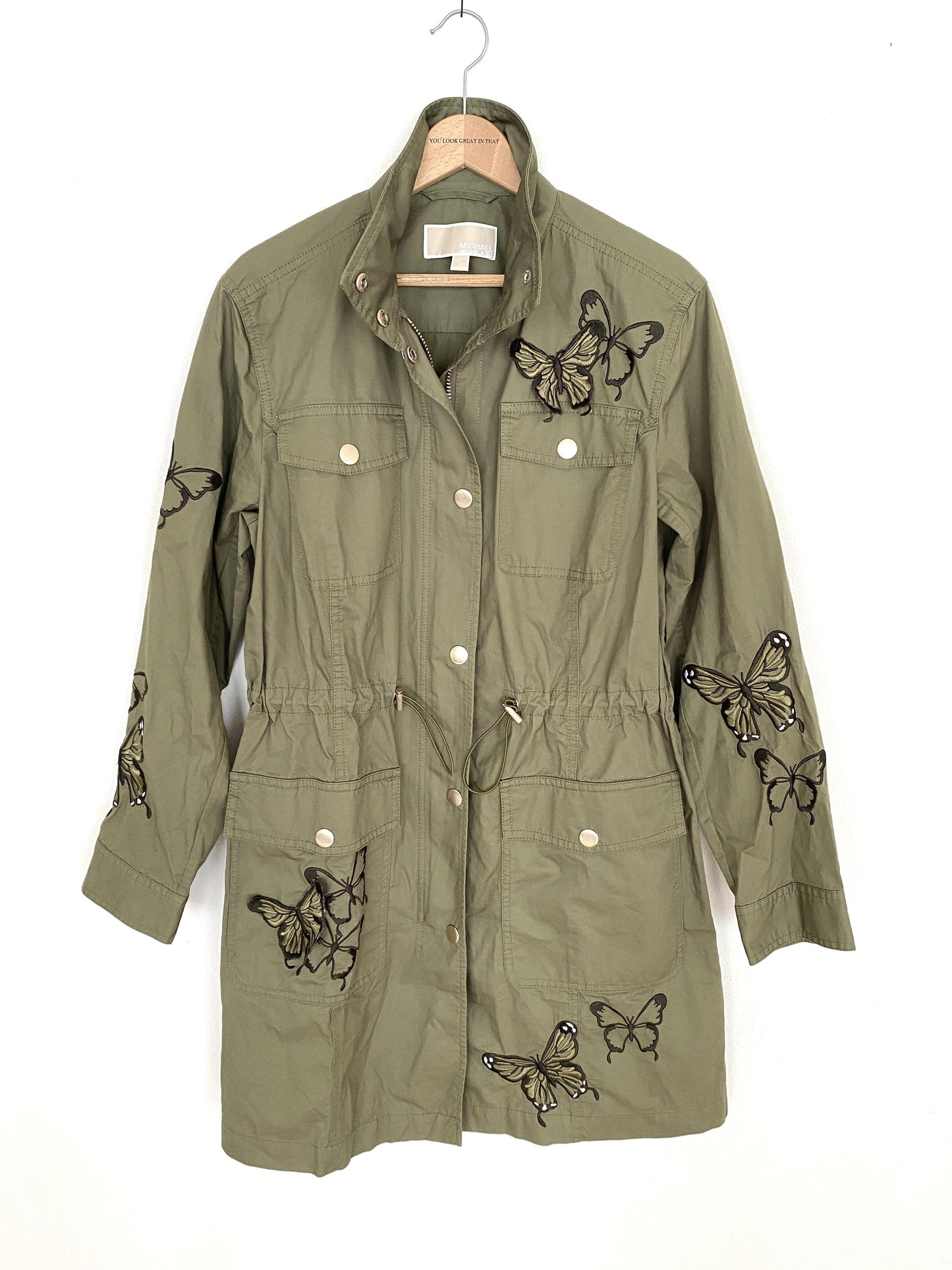 LIGHT CARGO JACKET WITH BUTTERFLIES - SIZE SMALL