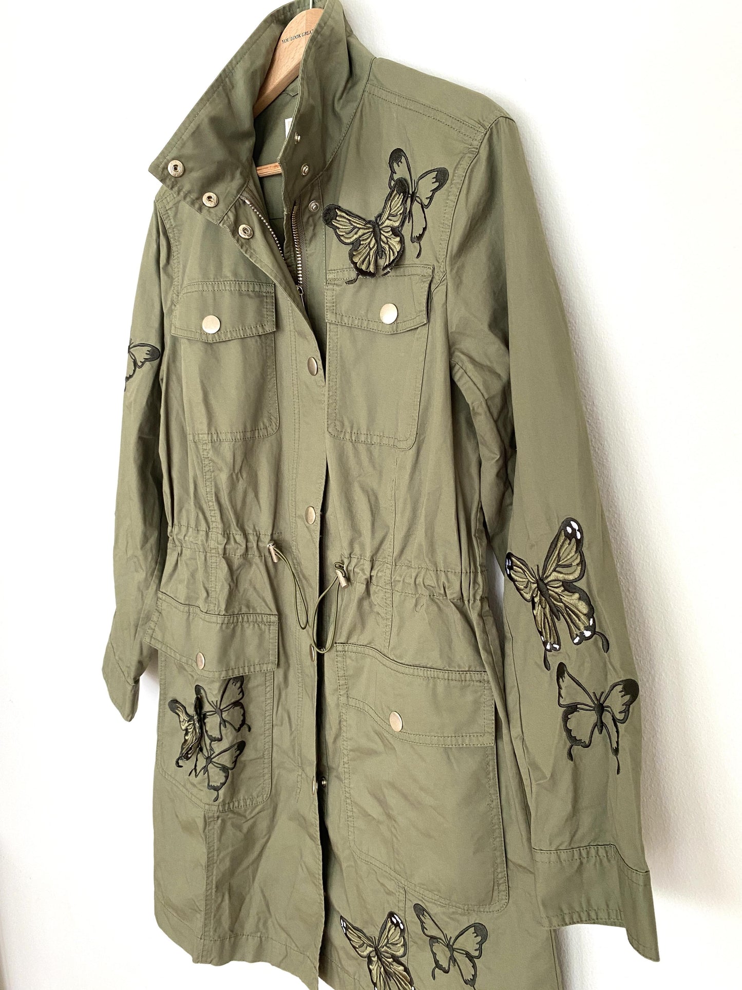 LIGHT CARGO JACKET WITH BUTTERFLIES - SIZE SMALL