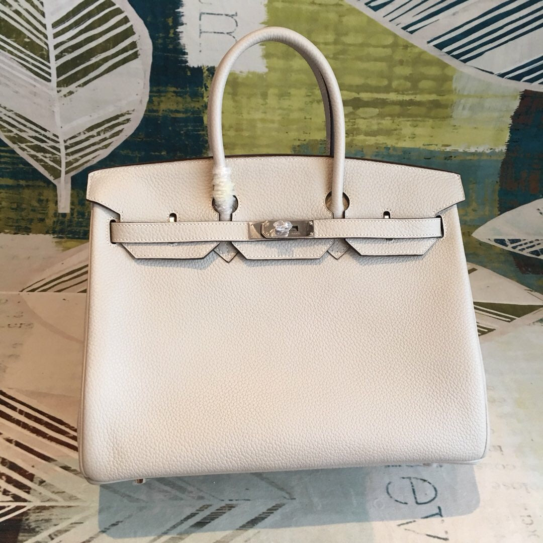 GLAMI Birkin White For Women Silver Toned Hardware 13.8in/35cm