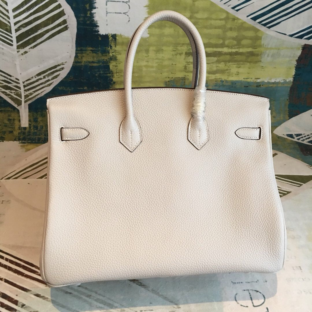 GLAMI Birkin White For Women Silver Toned Hardware 13.8in/35cm