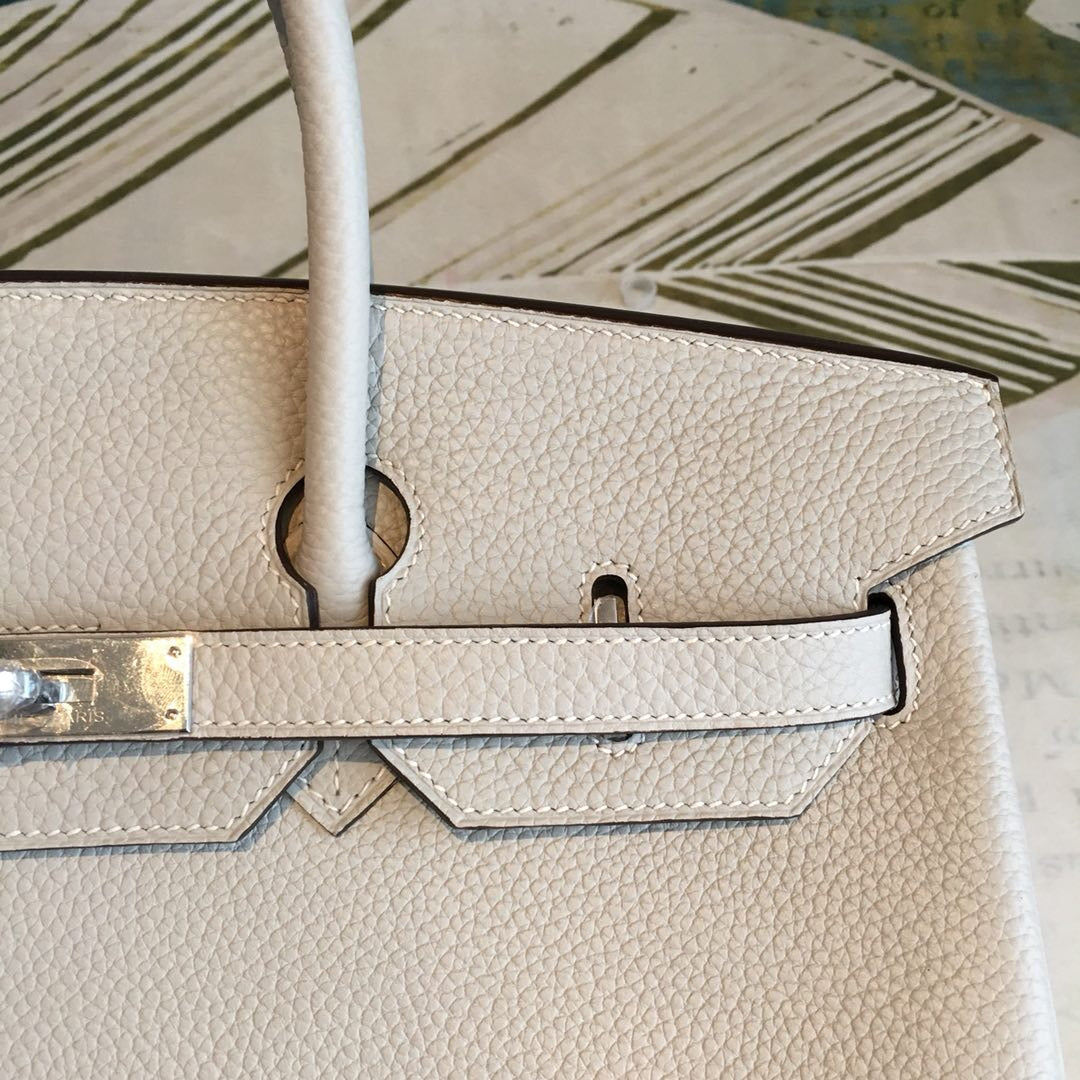 GLAMI Birkin White For Women Silver Toned Hardware 13.8in/35cm