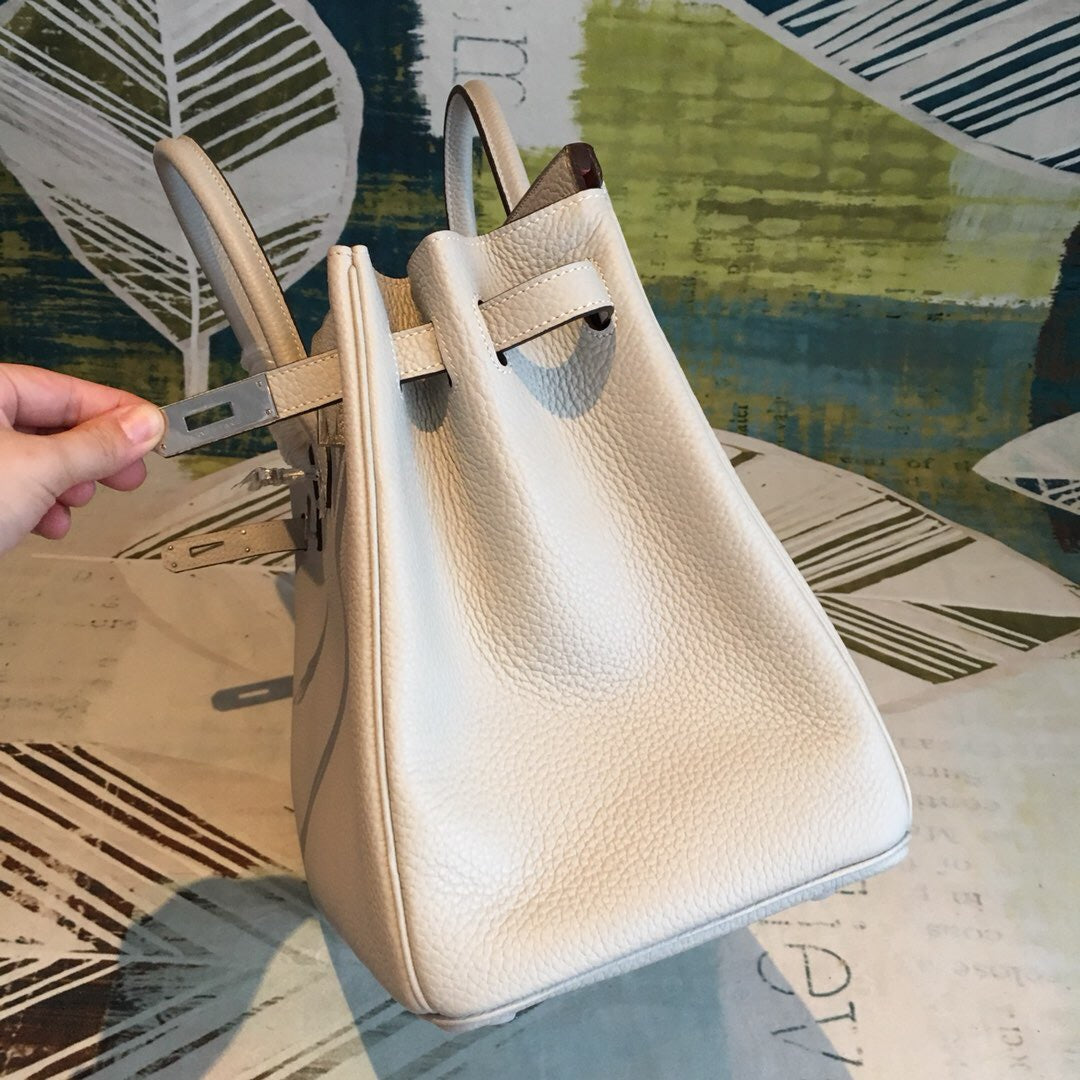 GLAMI Birkin White For Women Silver Toned Hardware 13.8in/35cm