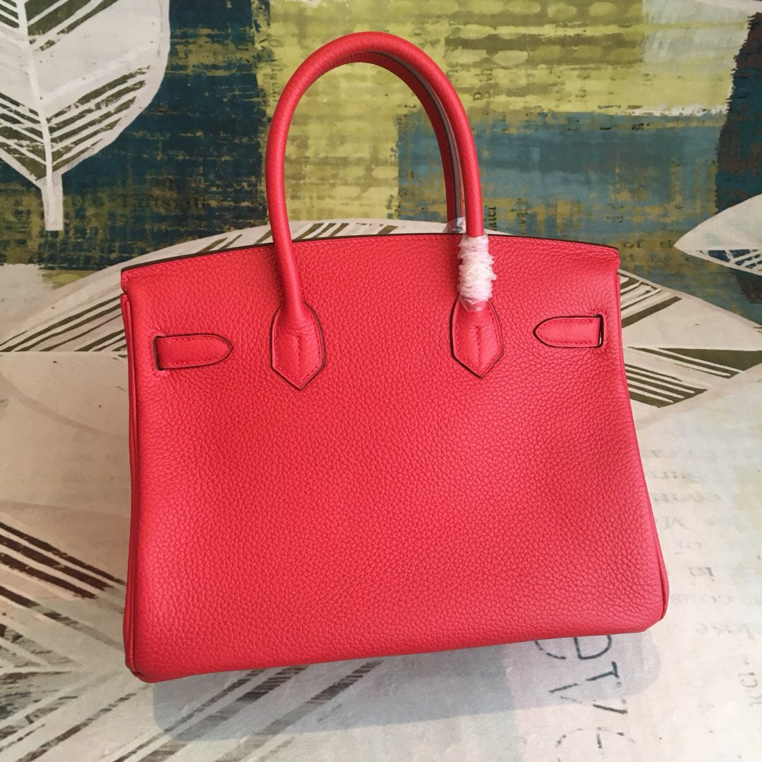 GLAMI Birkin Red For Women Silver Toned Hardware 11in/30cm