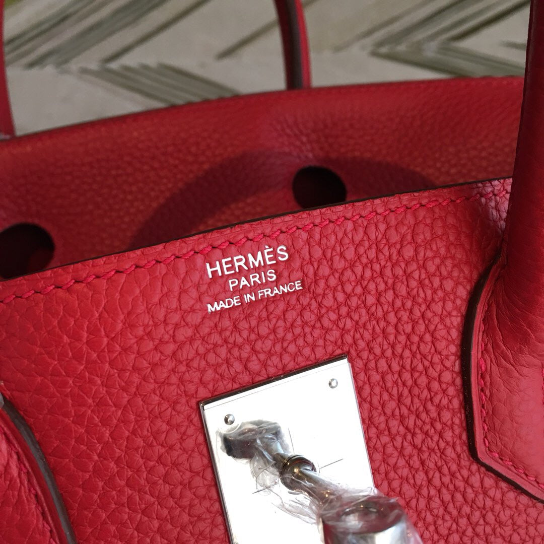 GLAMI Birkin Red For Women Silver Toned Hardware 11in/30cm