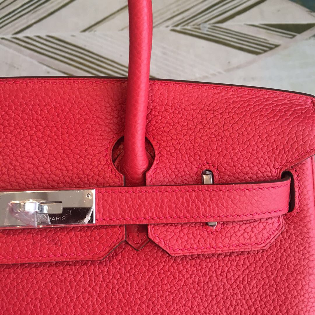 GLAMI Birkin Red For Women Silver Toned Hardware 11in/30cm