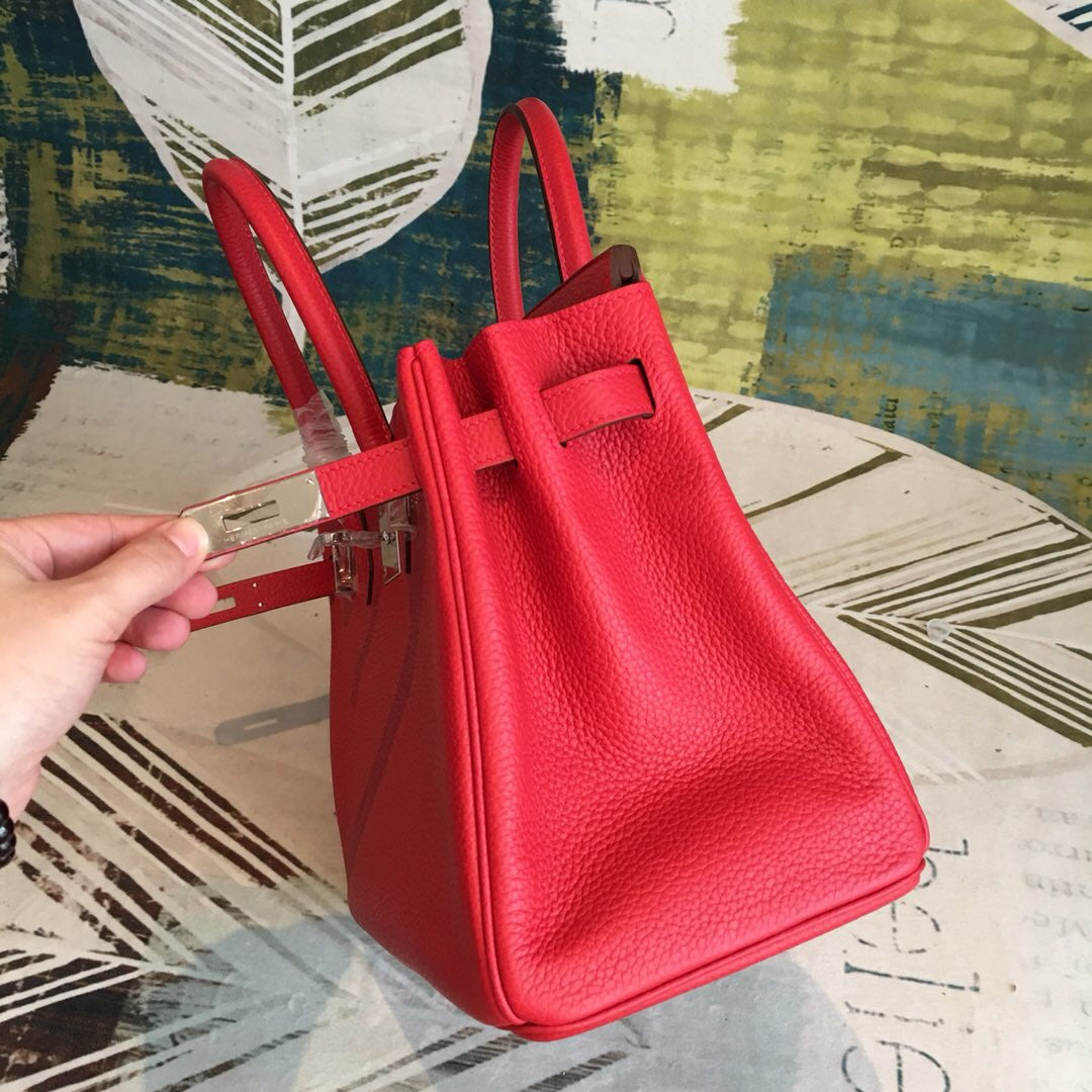GLAMI Birkin Red For Women Silver Toned Hardware 11in/30cm