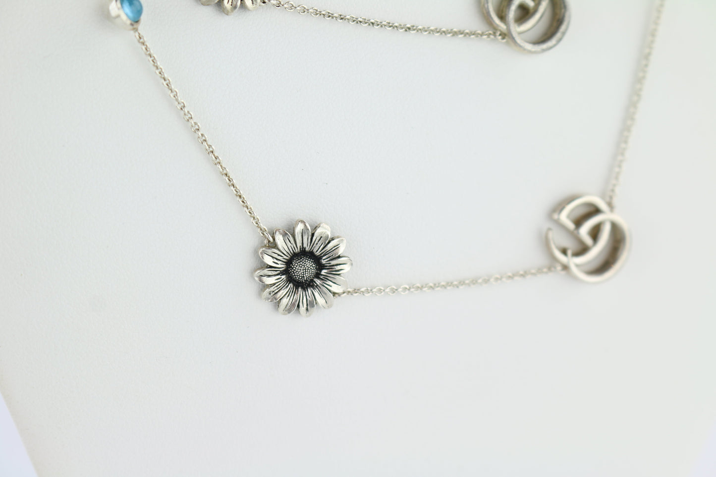 Sterling Silver Marmont Double G & Daisy Long Necklace