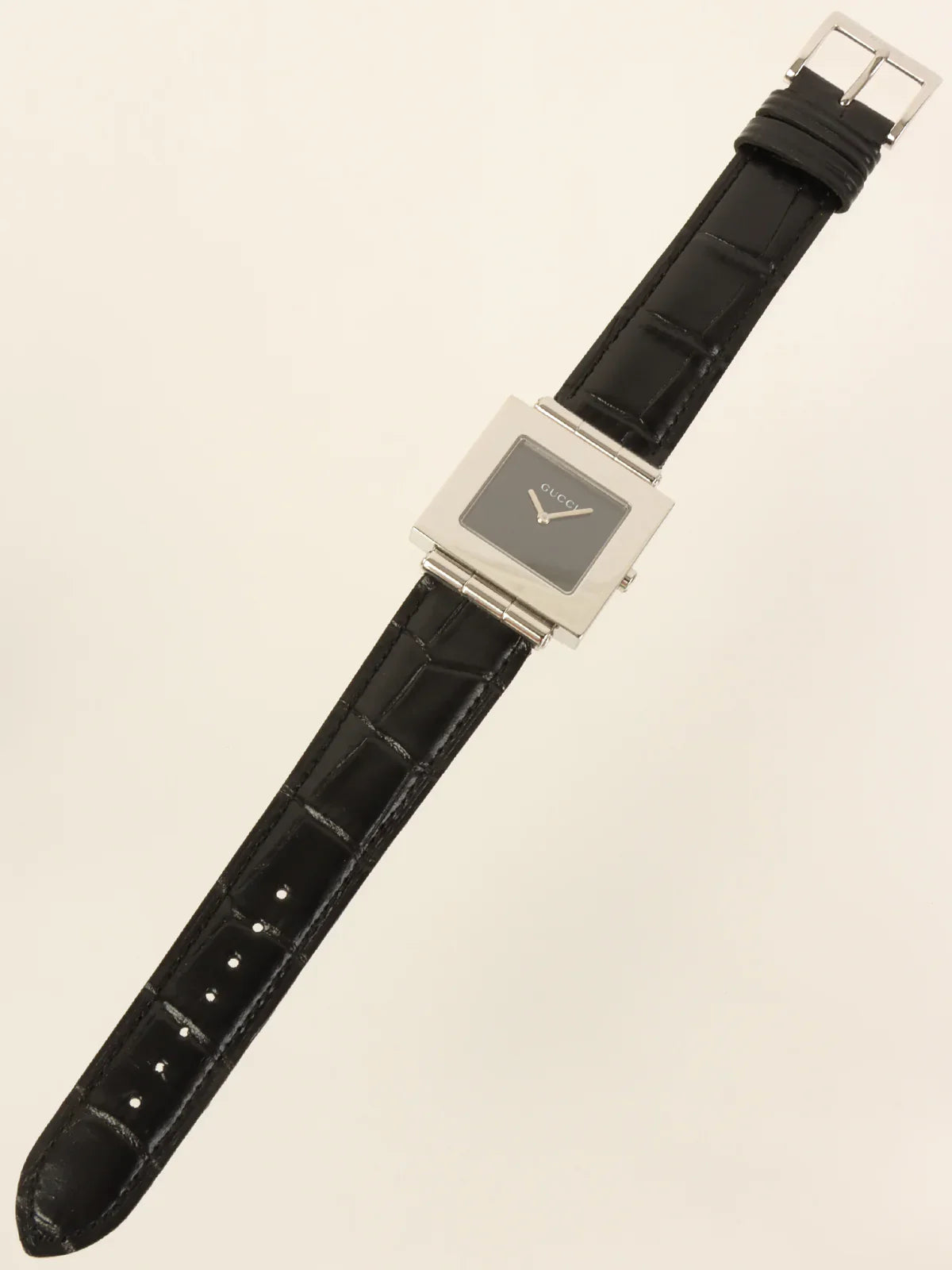 GUCCI Square Face Logo Watch Silver/Black