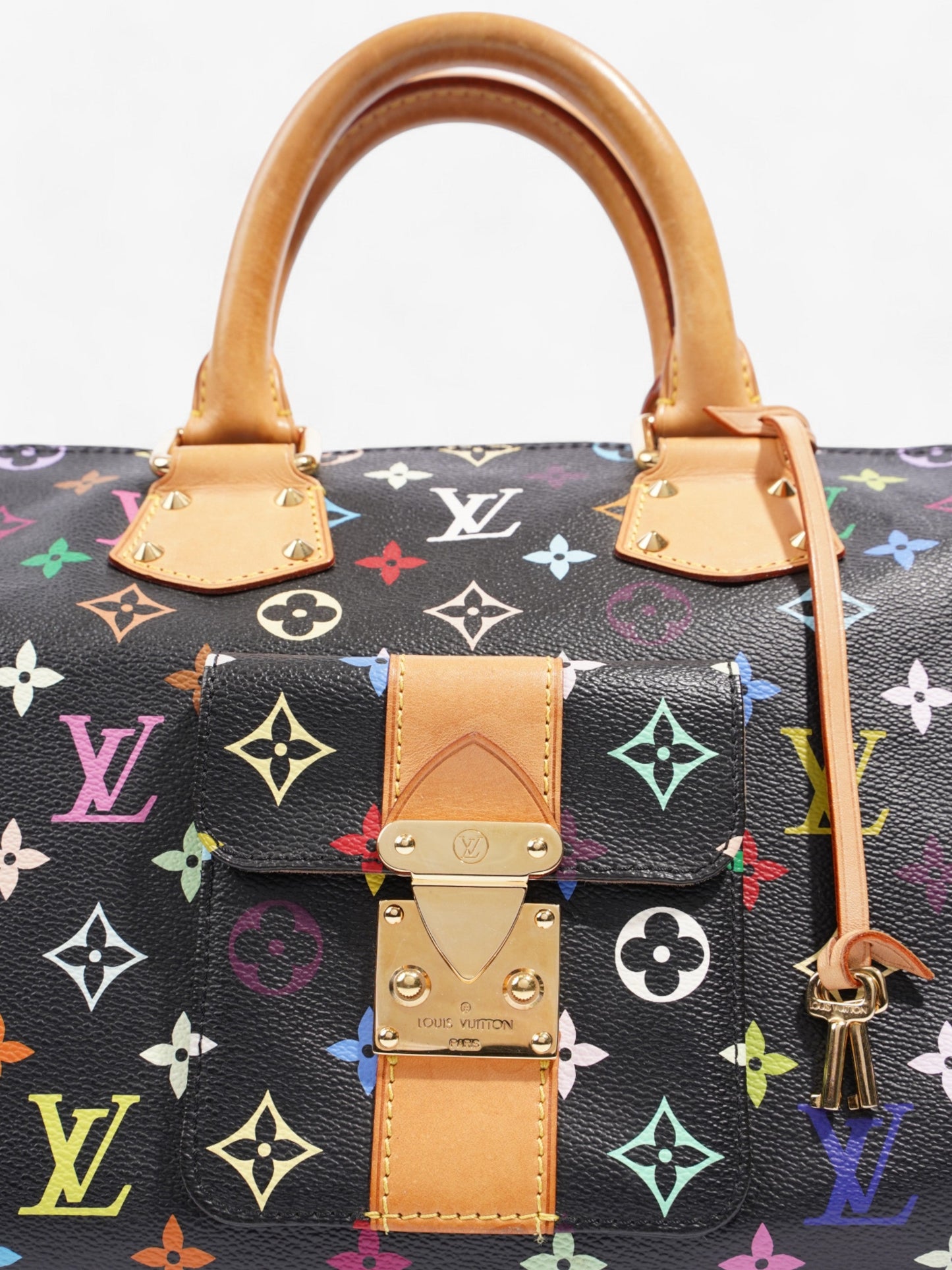 Louis Vuitton Speedy Black / Multicolour Coated Canvas 40