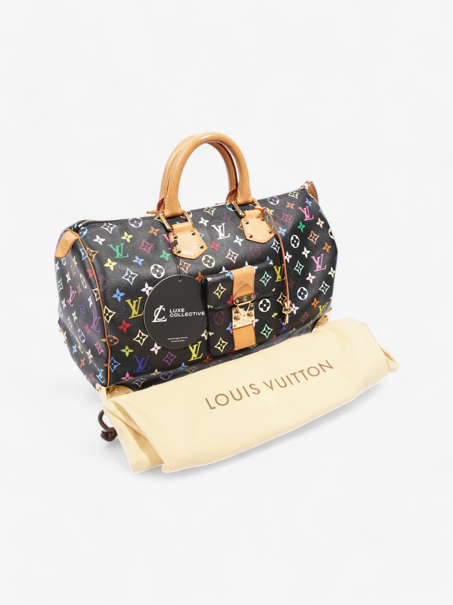 Louis Vuitton Speedy Black / Multicolour Coated Canvas 40