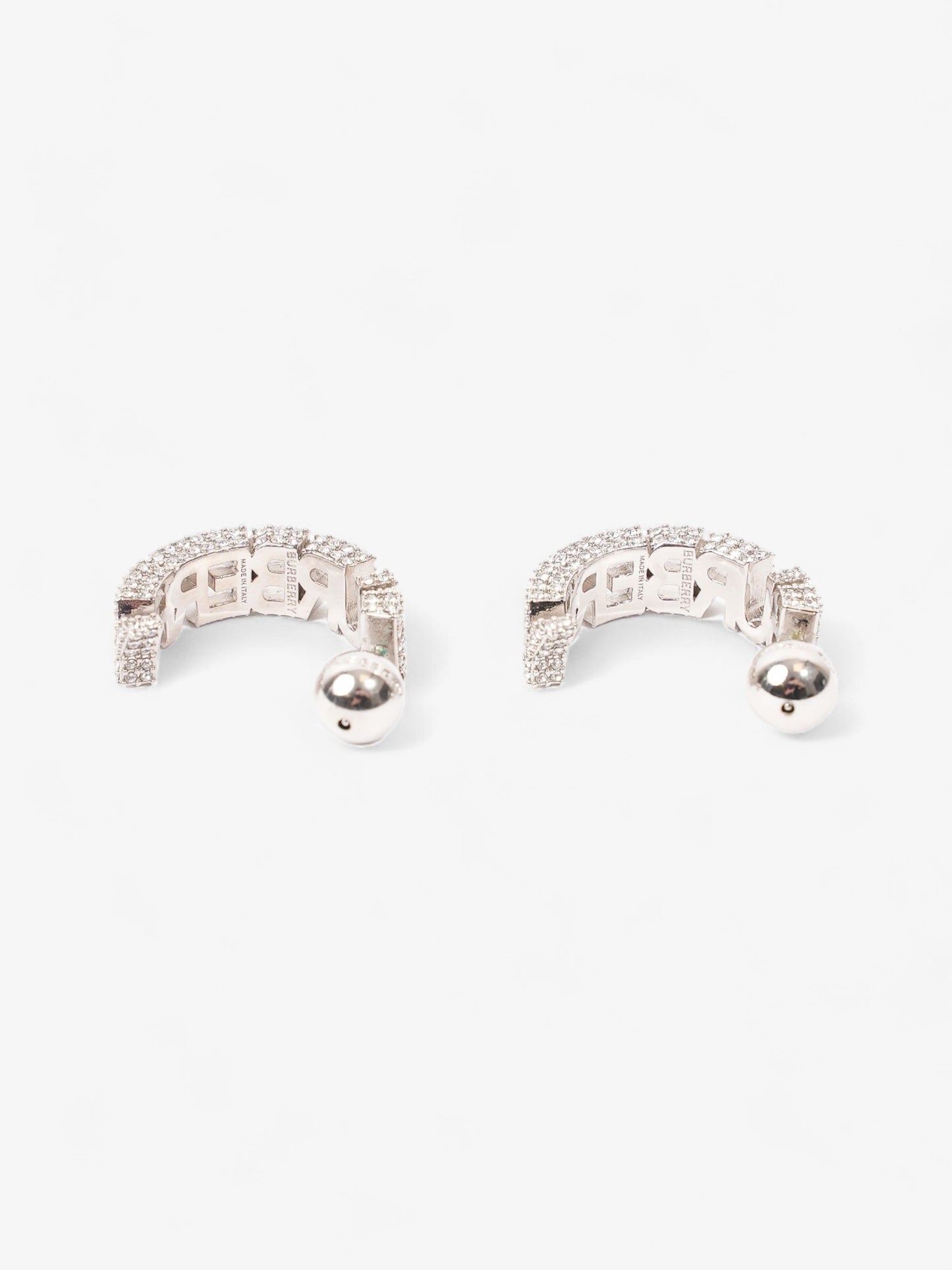 Burberry Logo Hoop with Crystals Silver Base Metal