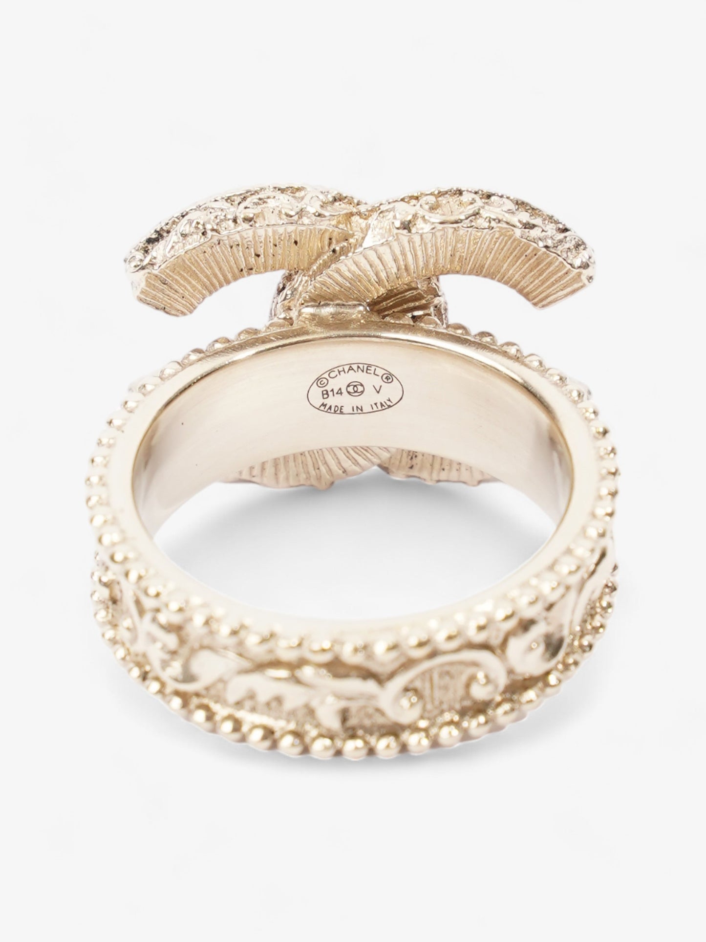 Chanel CC Ring Black / Gold Tone Enamel 55mm
