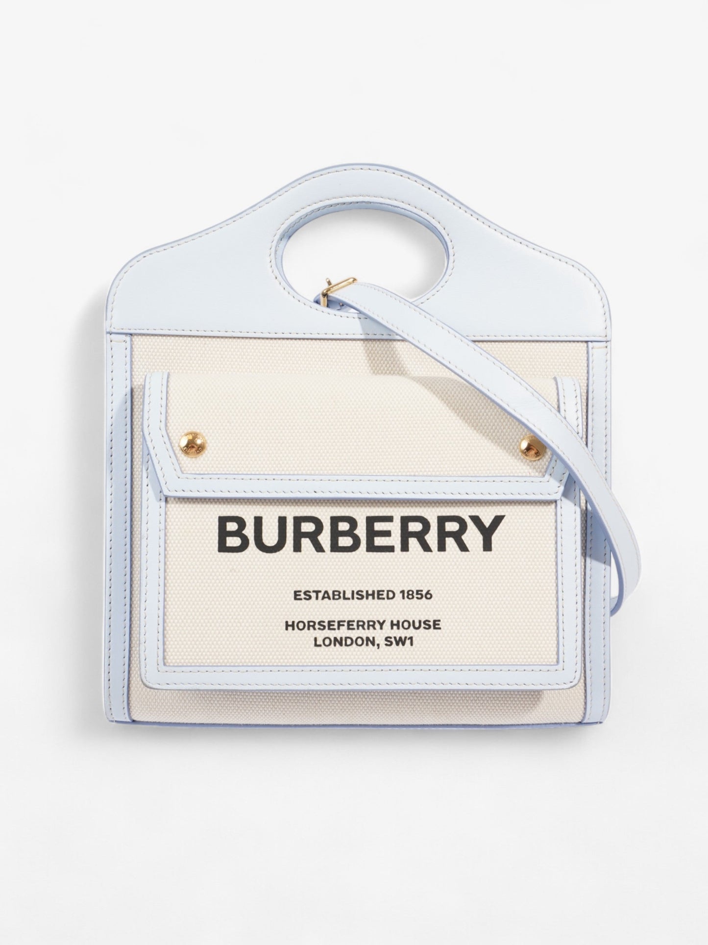 Burberry Pocket Bag Pale Blue / Cream Cotton Mini