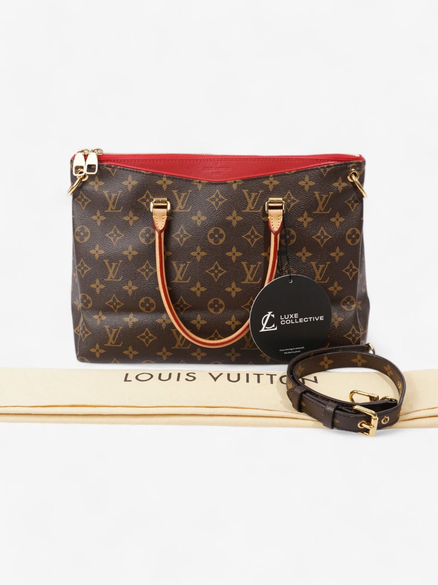 Louis Vuitton Pallas Monogram / Red Coated Canvas MM