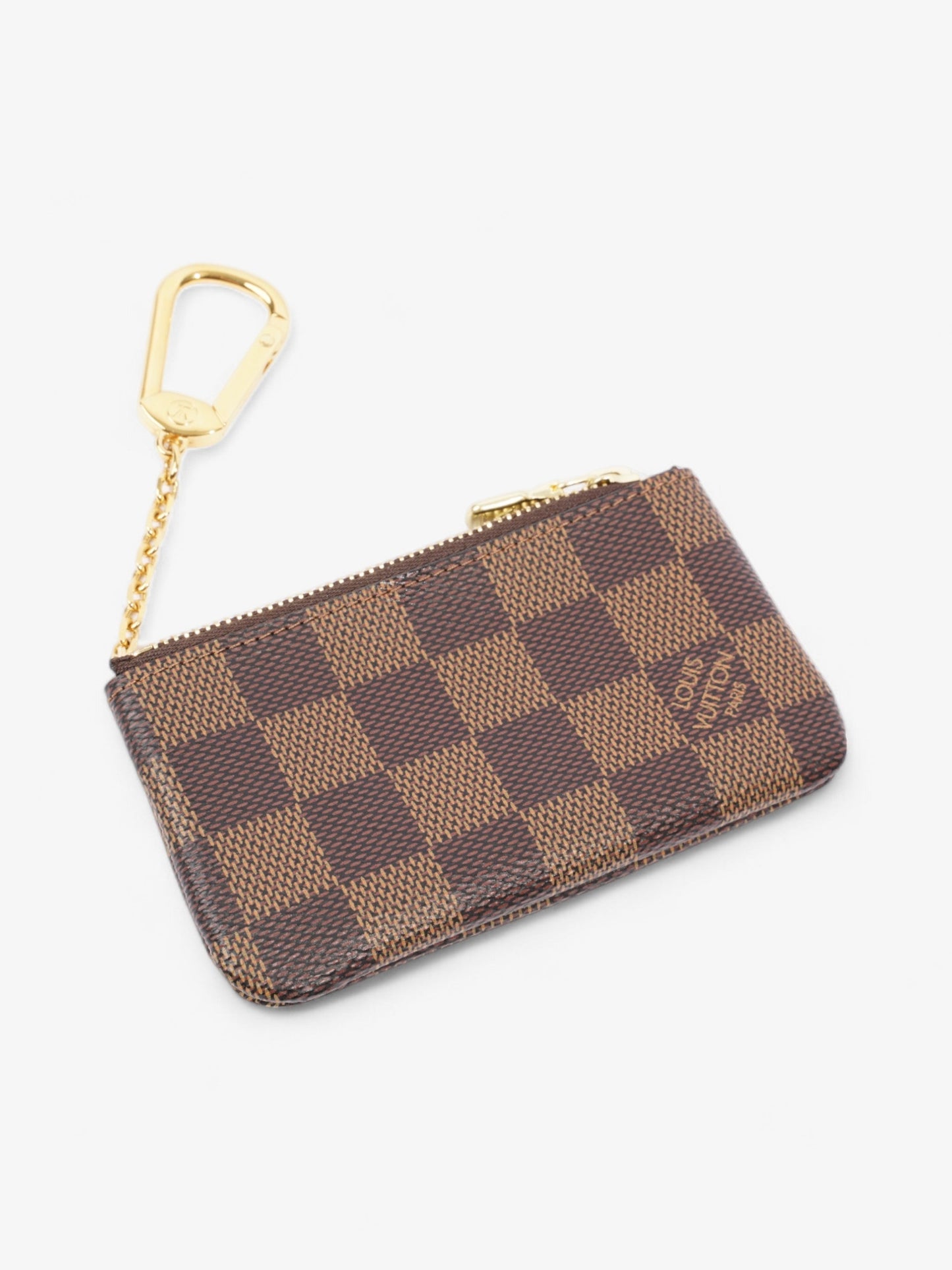 Louis Vuitton Key Pouch Damier Ebene / Gold Coated Canvas