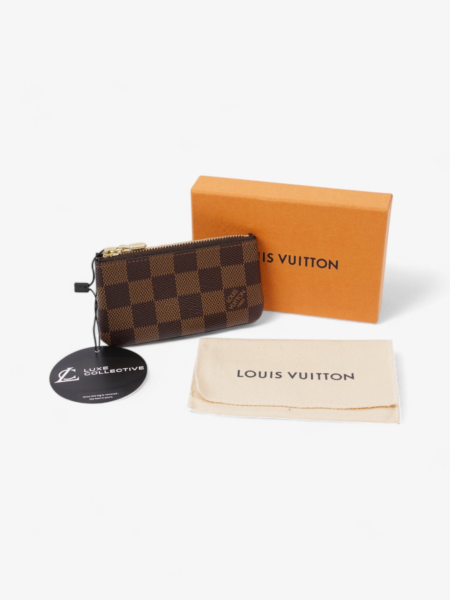Louis Vuitton Key Pouch Damier Ebene / Gold Coated Canvas