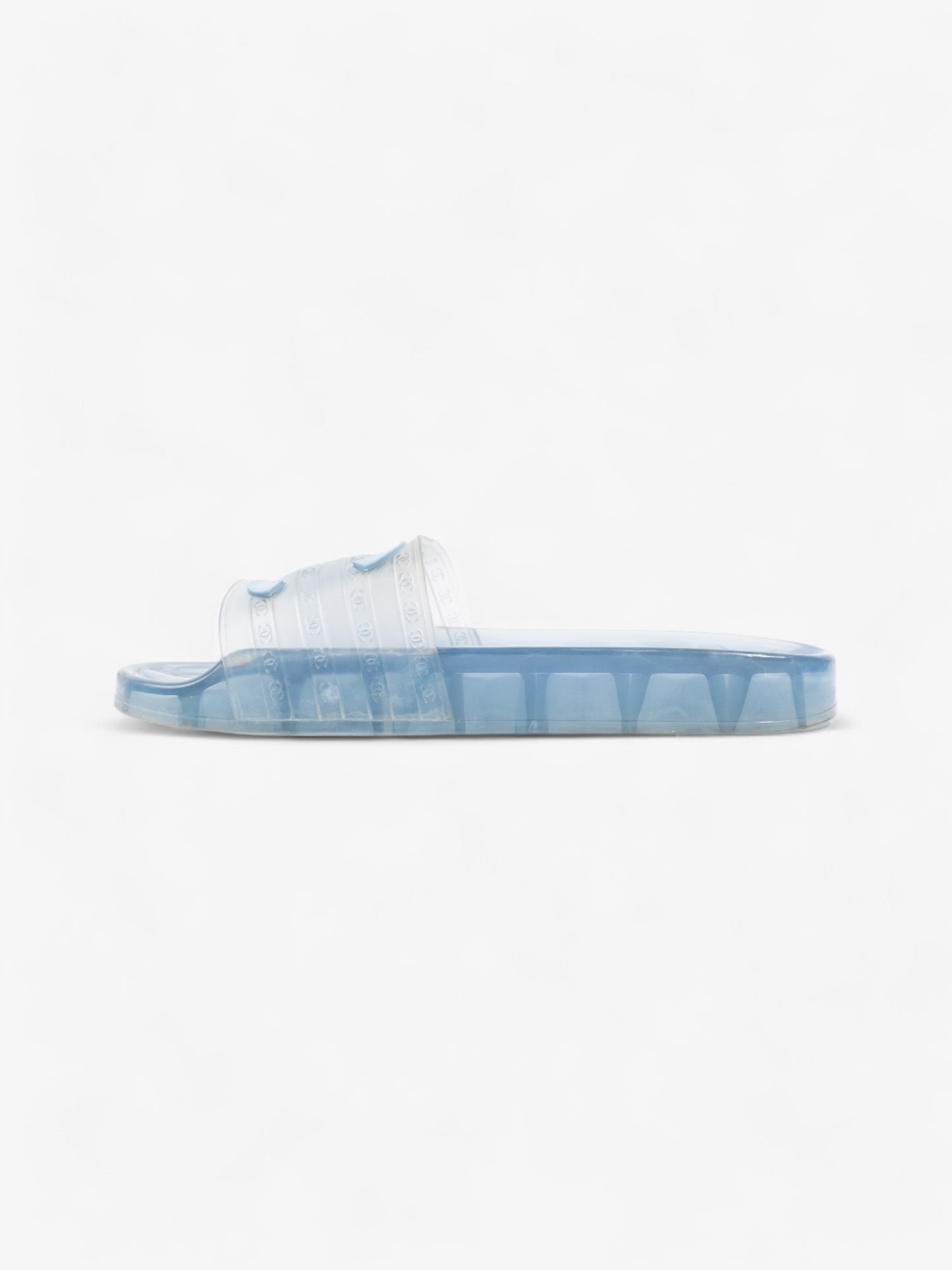 Chanel CC Logo Transparent Slides Blue PVC EU 38 UK 5