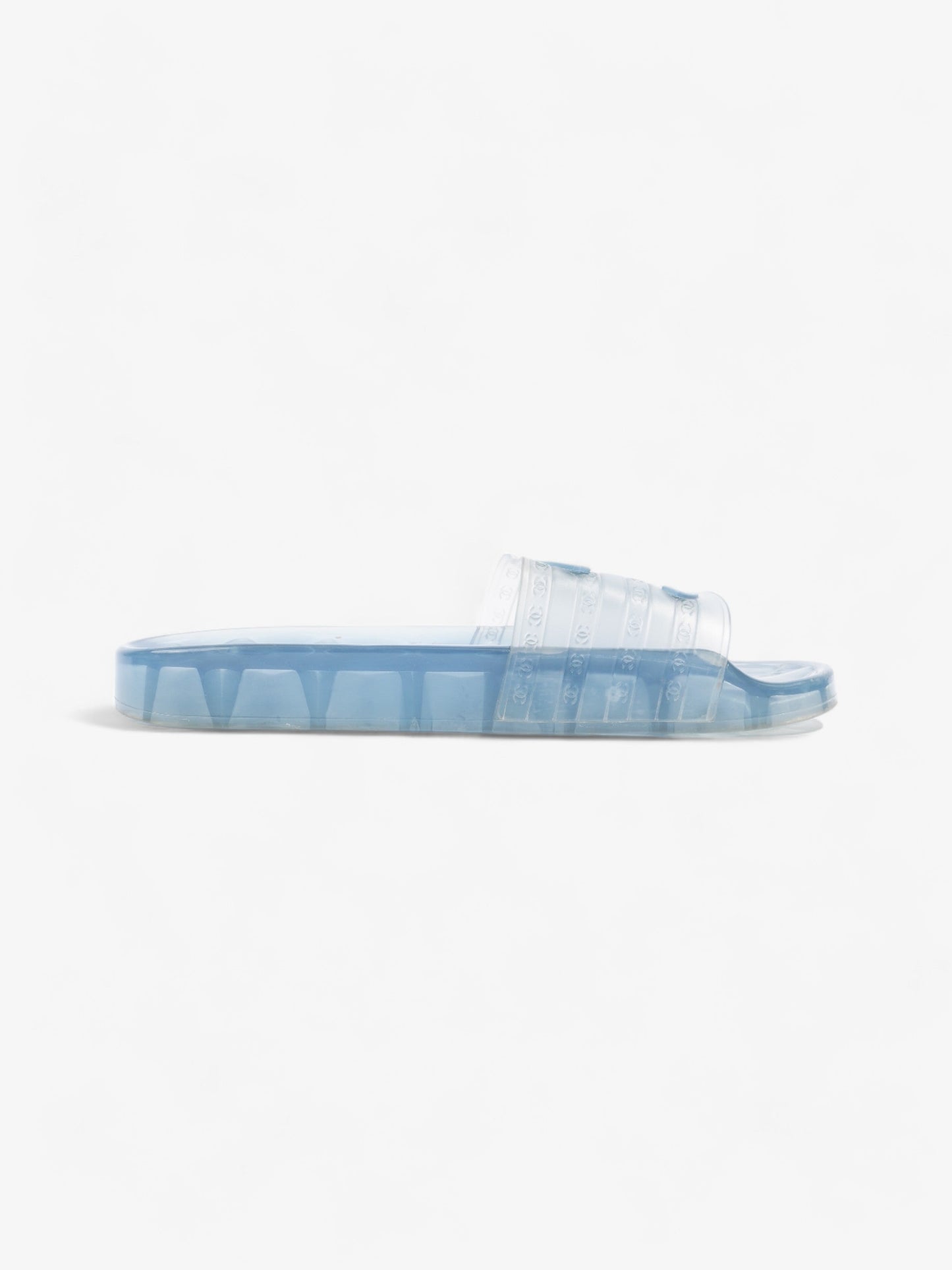 Chanel CC Logo Transparent Slides Blue PVC EU 38 UK 5