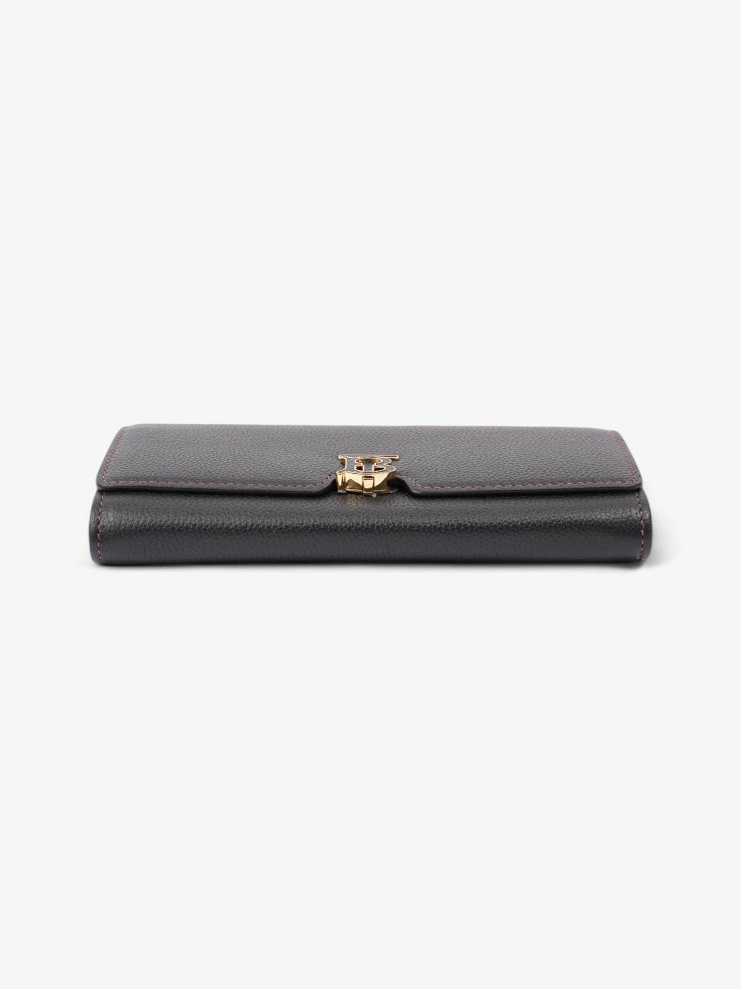 Burberry TB Continental Wallet Black Grained Leather Large