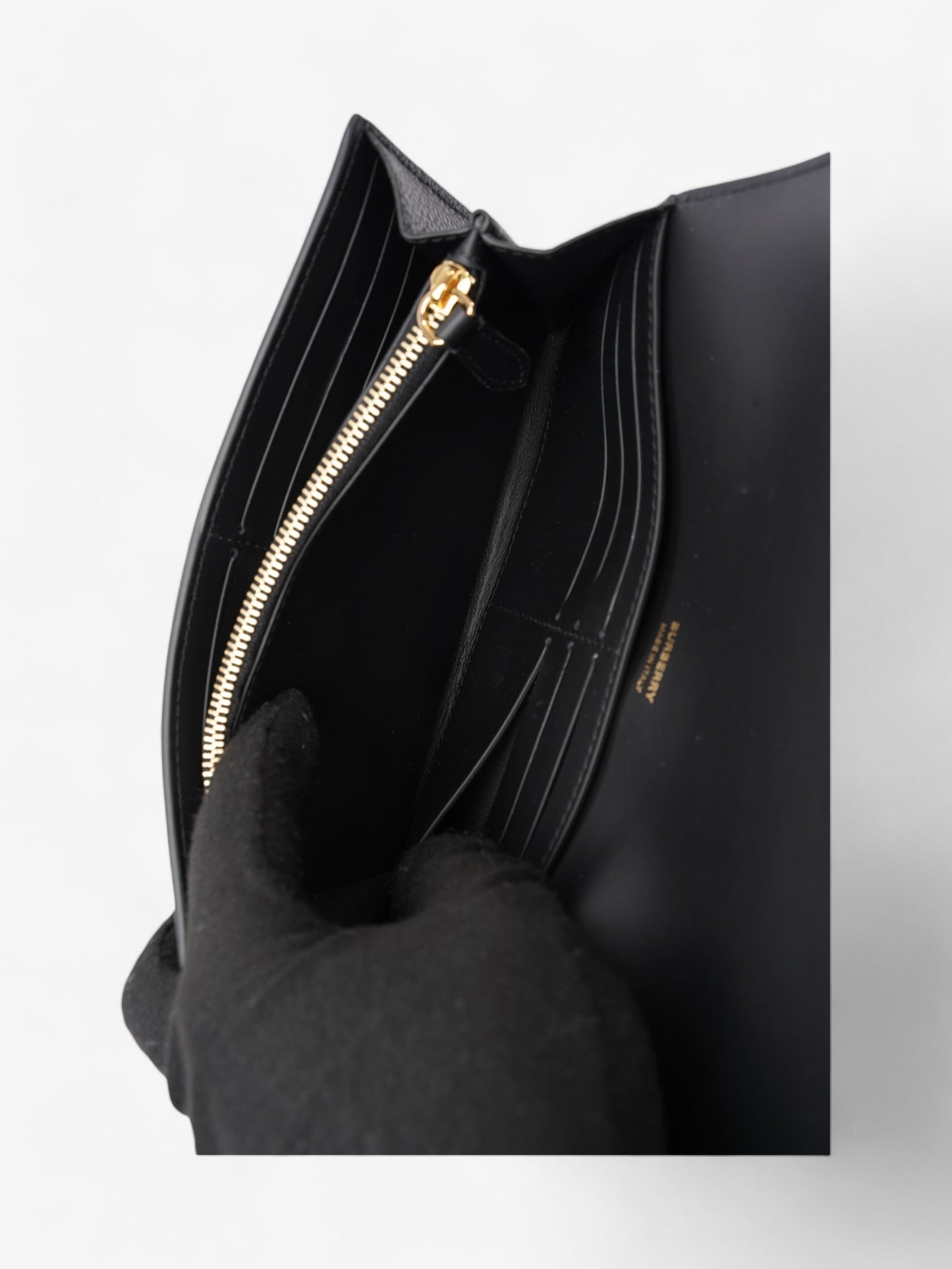 Burberry TB Continental Wallet Black Grained Leather Large