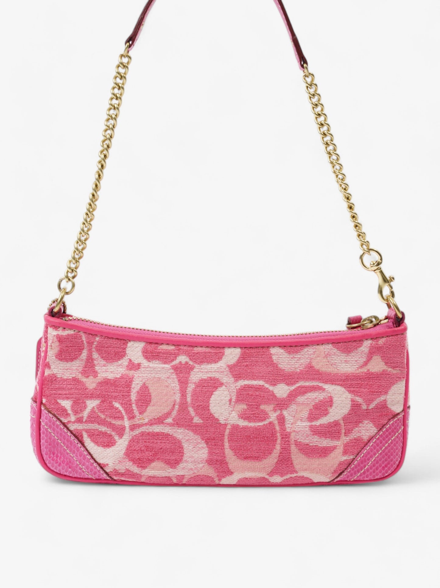 Coach Chenille Python Shoulder Bag Pink Canvas