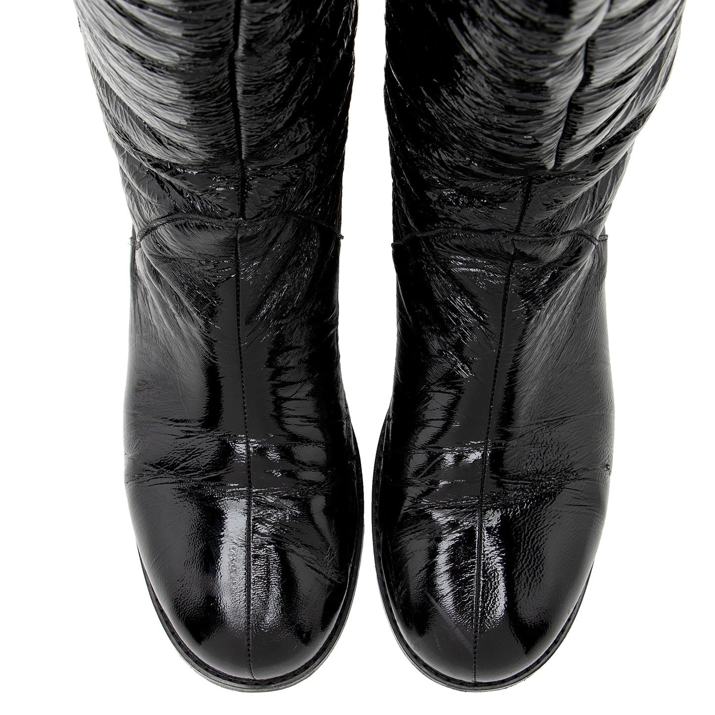 Jimmy Choo Patent Leather Shearling Yanis Knee High Boots - Size 7 / 37 (SHF-22761)