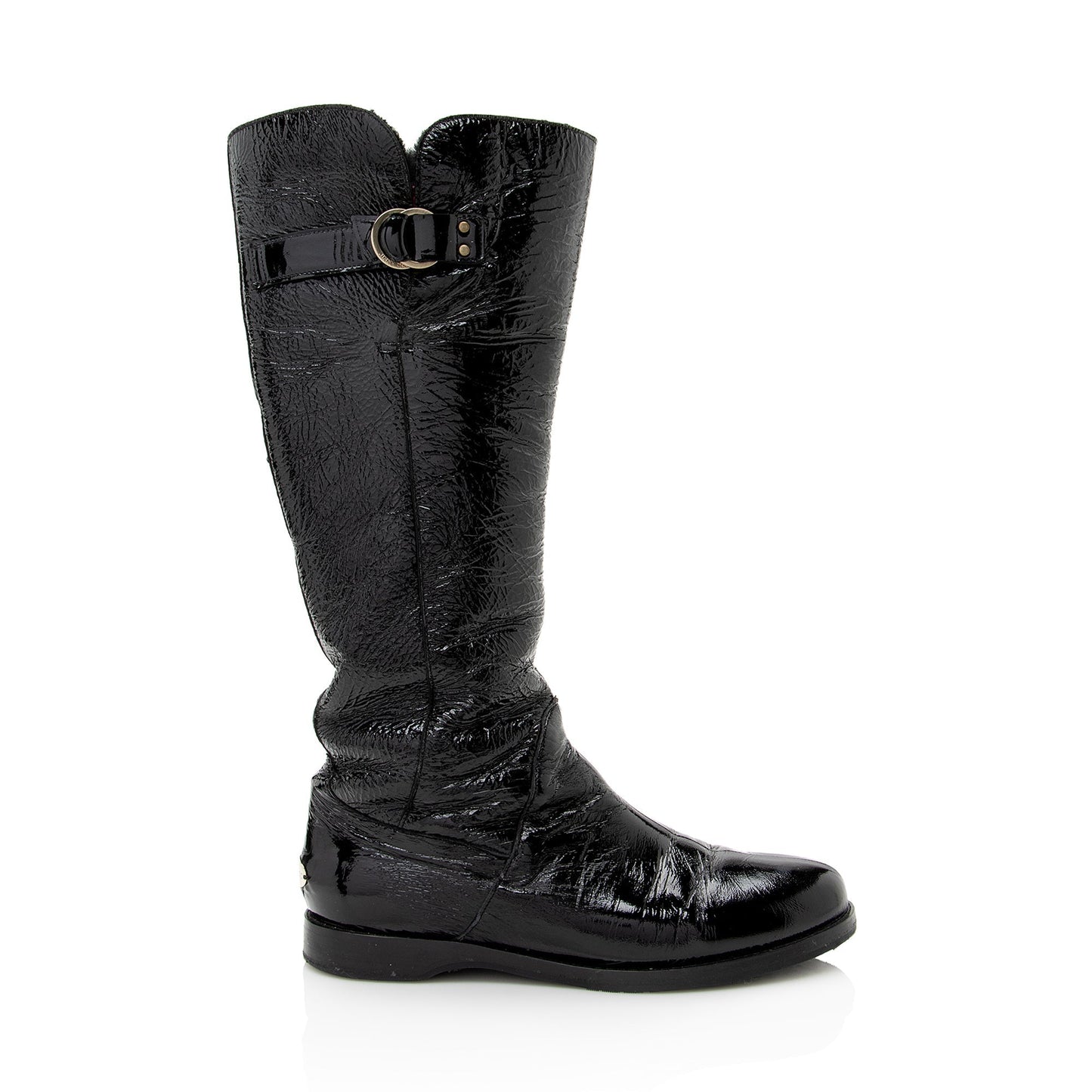 Jimmy Choo Patent Leather Shearling Yanis Knee High Boots - Size 7 / 37 (SHF-22761)
