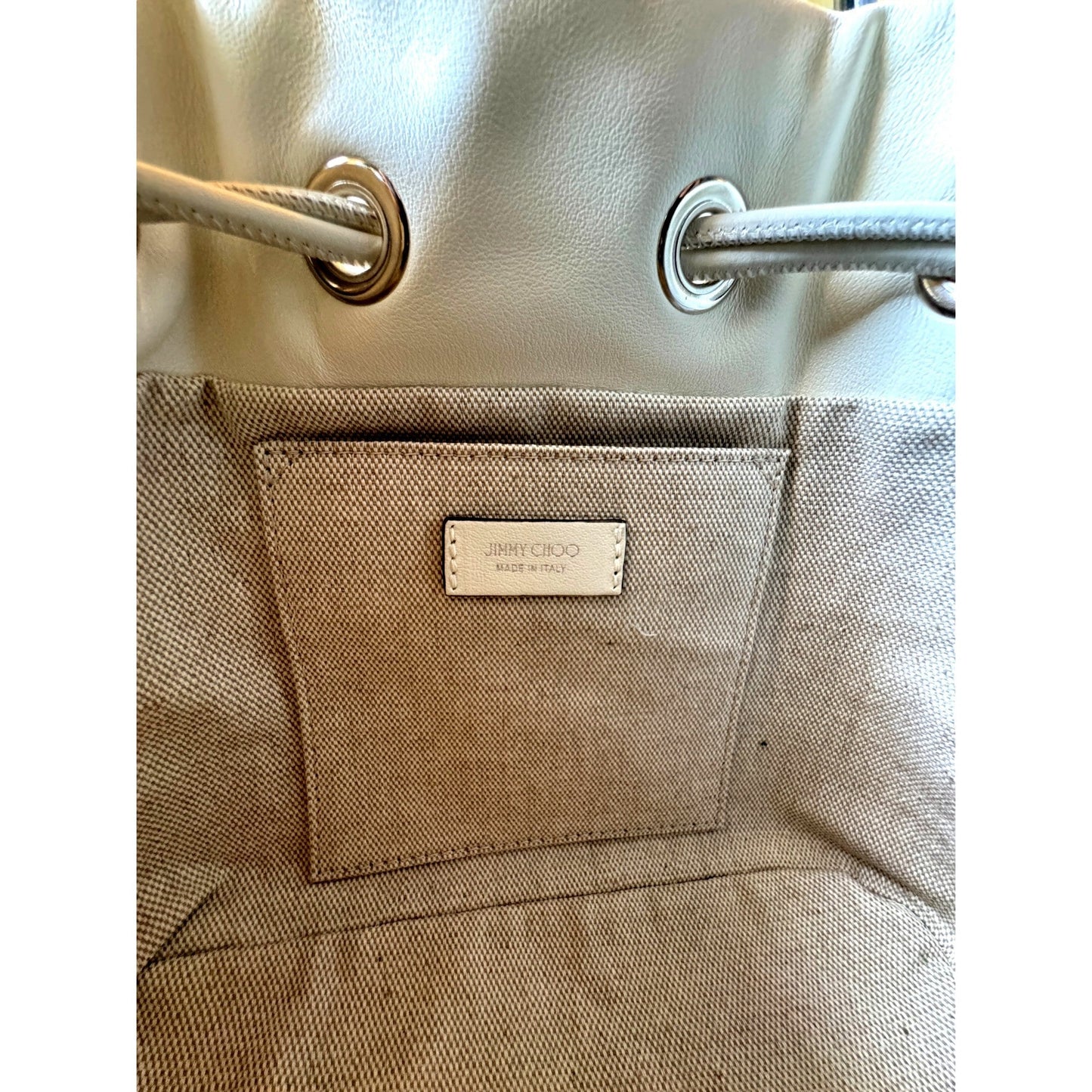 Jimmy Choo Marcheline Pearl Small Bucket Crossbody Bag Ivory
