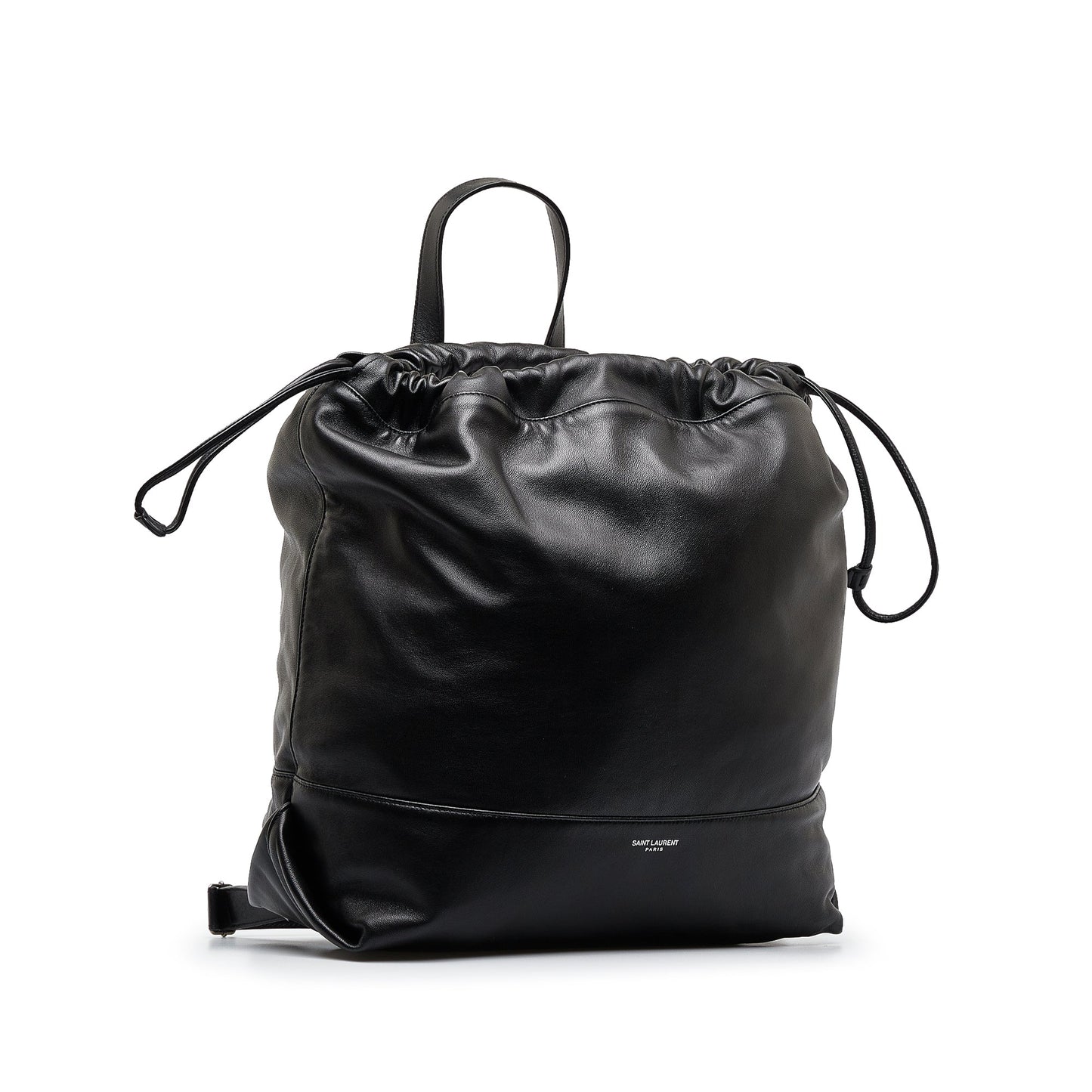 Yves Saint Teddy Drawstring Black Calfskin